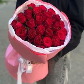 Букет "Эсса" 25 красных роз Кения (60 см) в Старой Купавне