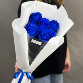Букет из 5 синих роз Эквадор в Старой Купавне