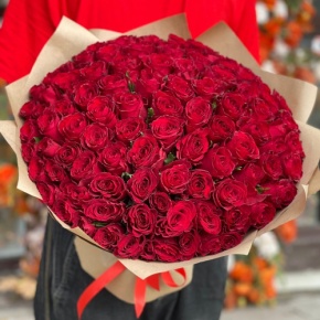 Букет 101 красная роза Кения (50 см) в Старой Купавне