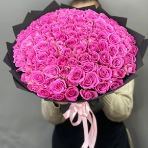 Букет 101 розовой розы Кения (40 см) в Старой Купавне