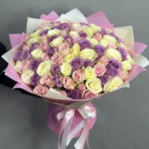 Букет из 101 розы пастельный микс (40 см) в Старой Купавне