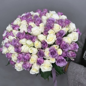 Букет "Фиолетовый микс" из 101 розы (40 см) в Старой Купавне