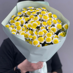 Букет "Моё солнышко" из 17 хризантем сантини  в Старой Купавне