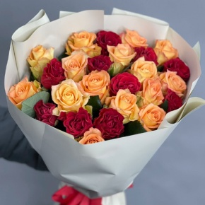 Букет "Прайм" из 25 роз Оранж и Эль Торо (50 см) в Старой Купавне