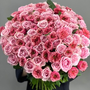 Нежный букет из 101 розы Риджентс парк и Аваланж микс  (70 см) в Старой Купавне
