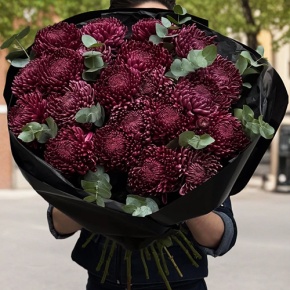 Букет из 21 винной хризантемы Бигоуди в Старой Купавне