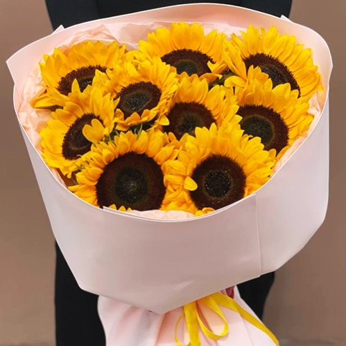 Букет "Солнечный рассвет" из 9 подсолнухов в Старой Купавне